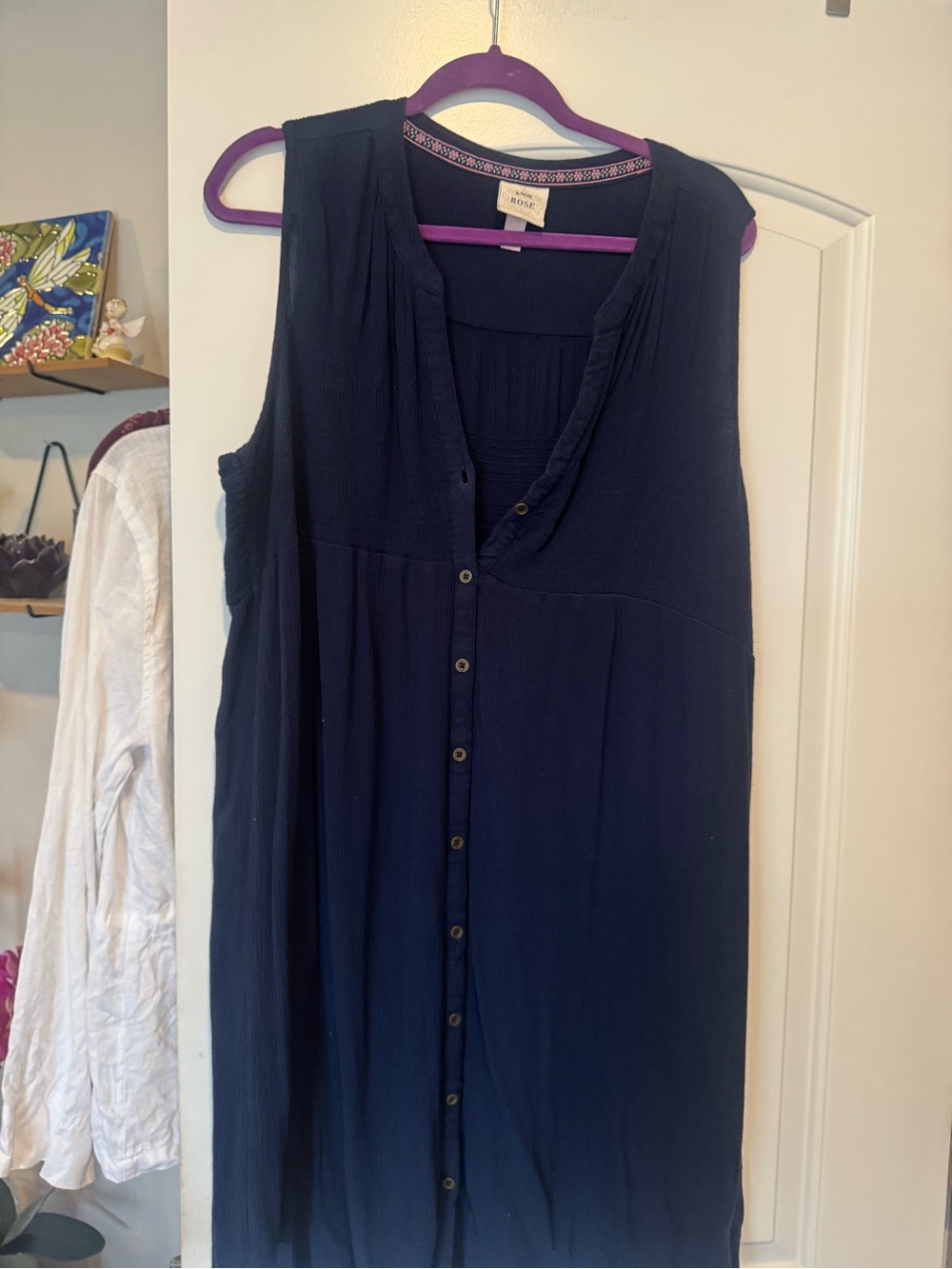 Knox Rose Navy Sleeveless Button-Down Tunic